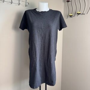 Kit & Ace Women's Cotton Blend T-Shirt Dress Charcoal Gray‎ 2 Pockets Cashmere